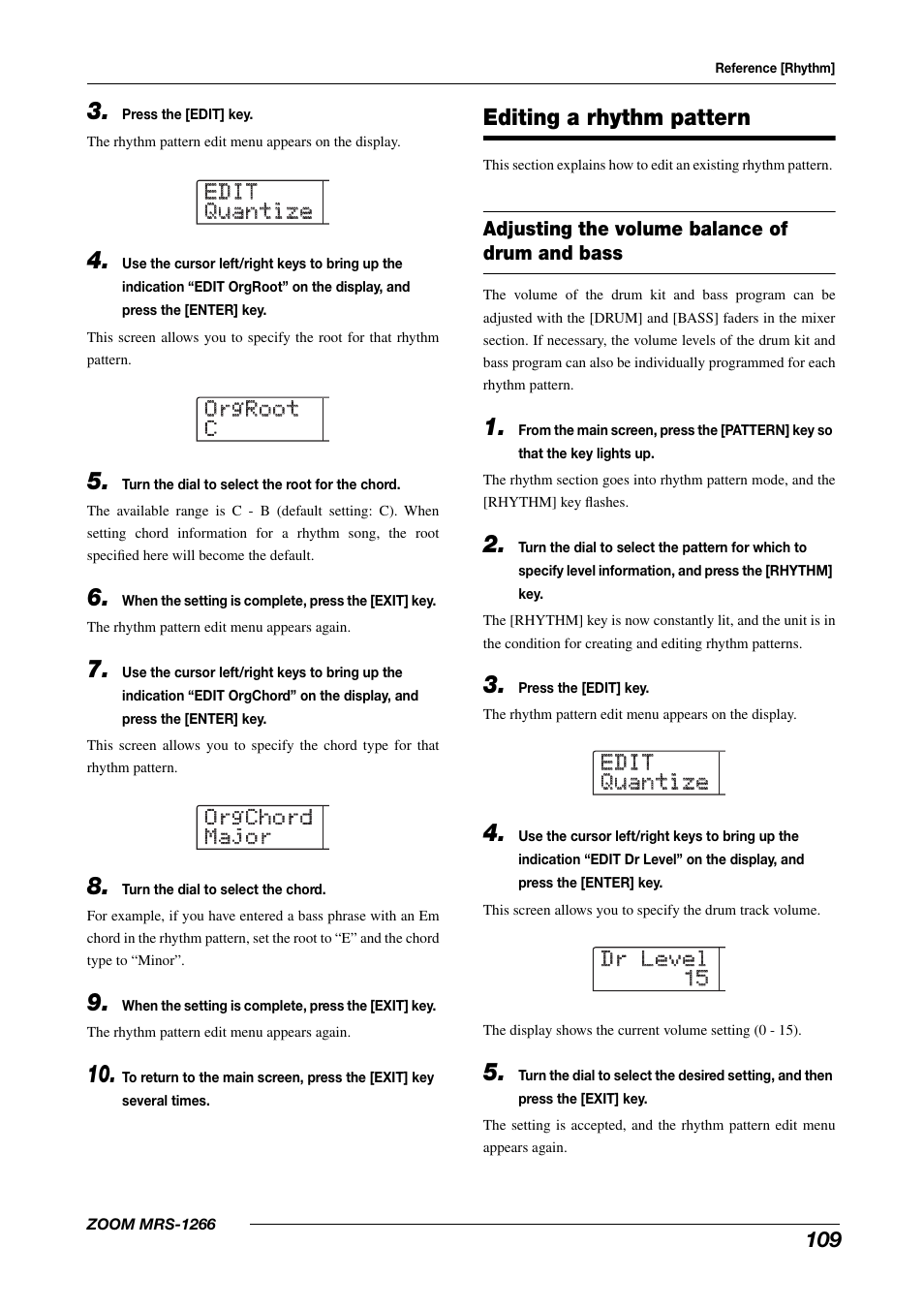 Editing a rhythm pattern | Zoom MRS-1266 User Manual | Page 109 / 192
