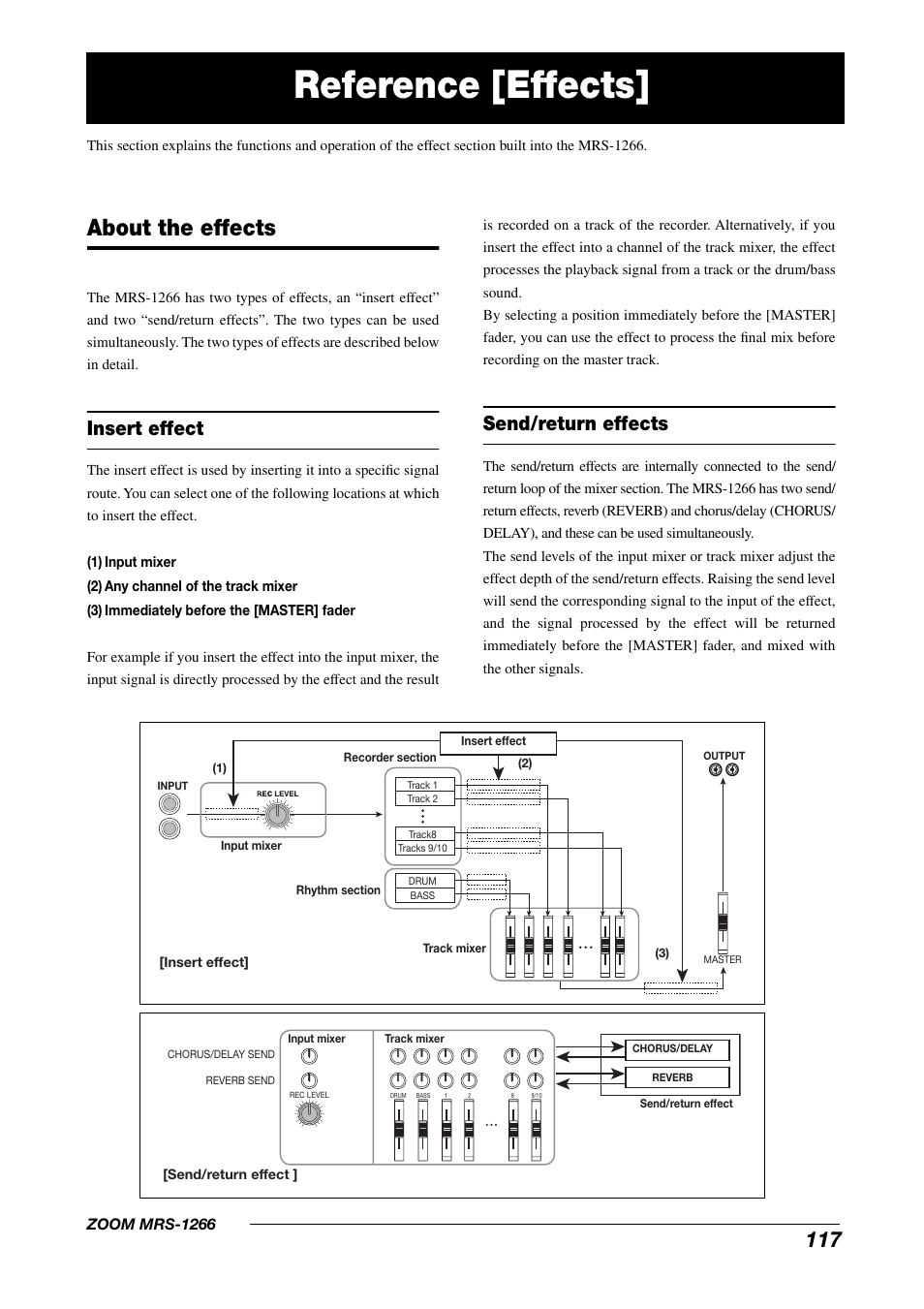 Reference [effects, About the effects, Insert effect | Send/return effects | Zoom MRS-1266 User Manual | Page 117 / 192