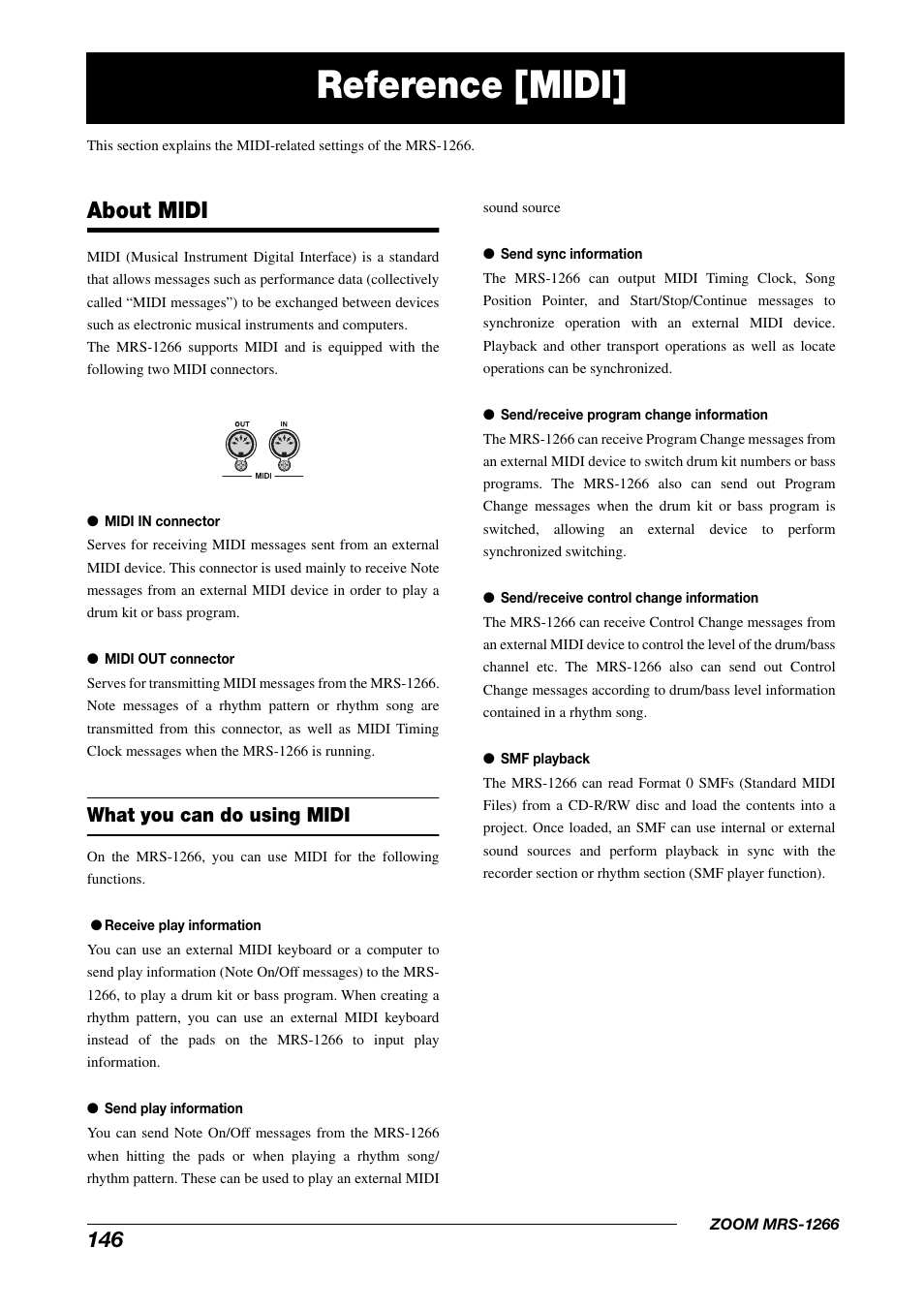 Reference [midi, About midi, What you can do using midi | Zoom MRS-1266 User Manual | Page 146 / 192