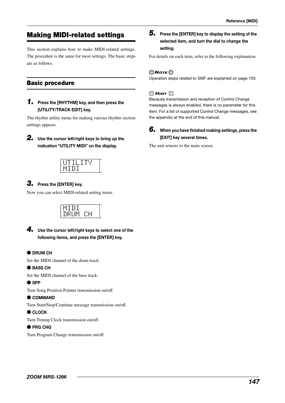 Making midi-related settings | Zoom MRS-1266 User Manual | Page 147 / 192