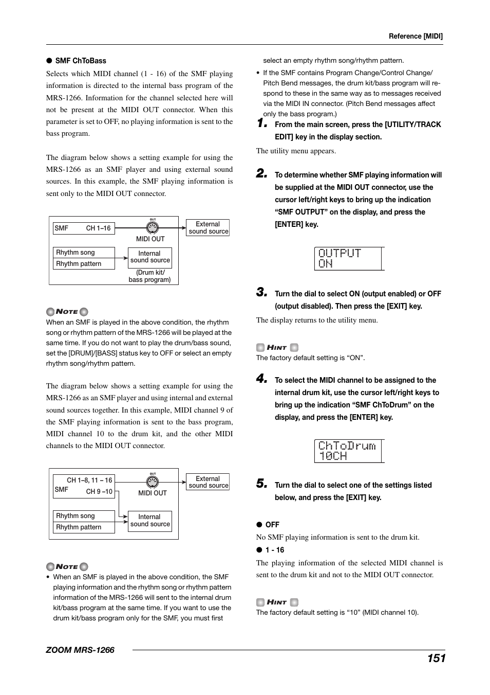 Output output on on chtodrum chtodrum 10ch 10ch | Zoom MRS-1266 User Manual | Page 151 / 192