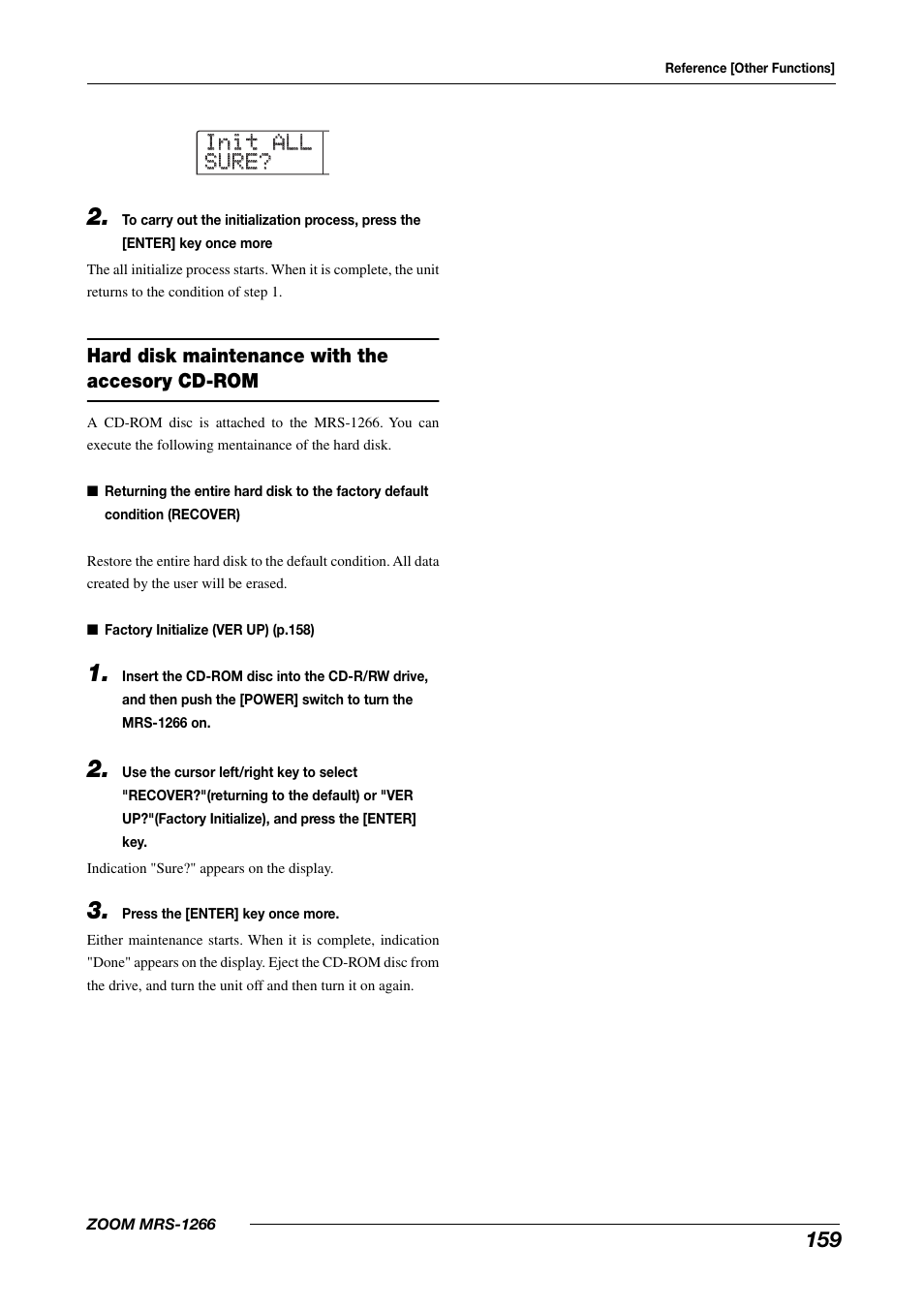 Init all init all sure? sure | Zoom MRS-1266 User Manual | Page 159 / 192