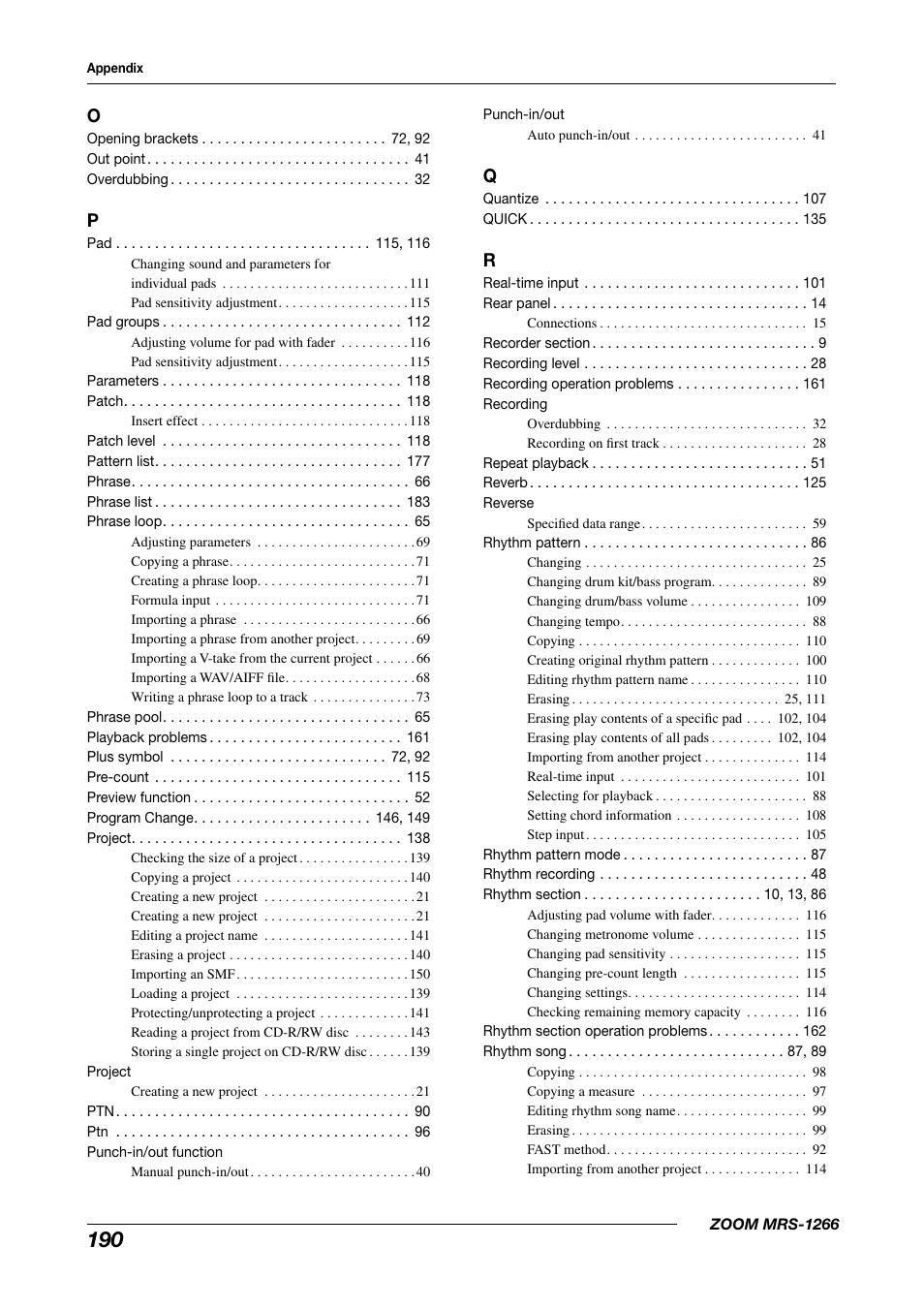 Zoom MRS-1266 User Manual | Page 190 / 192