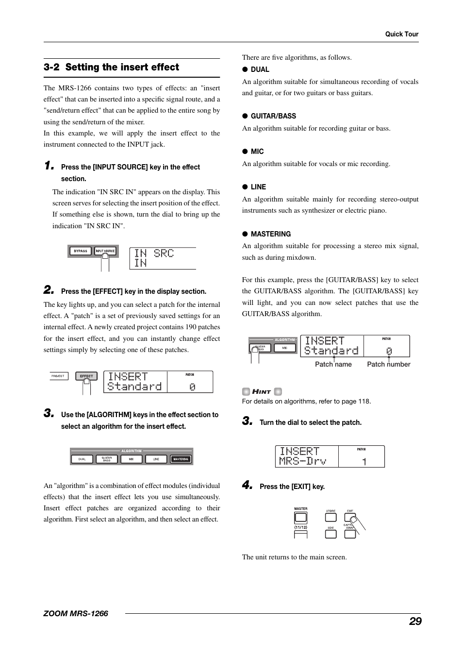 Insert insert standard standard, Insert insert mrs-drv mrs-drv | Zoom MRS-1266 User Manual | Page 29 / 192
