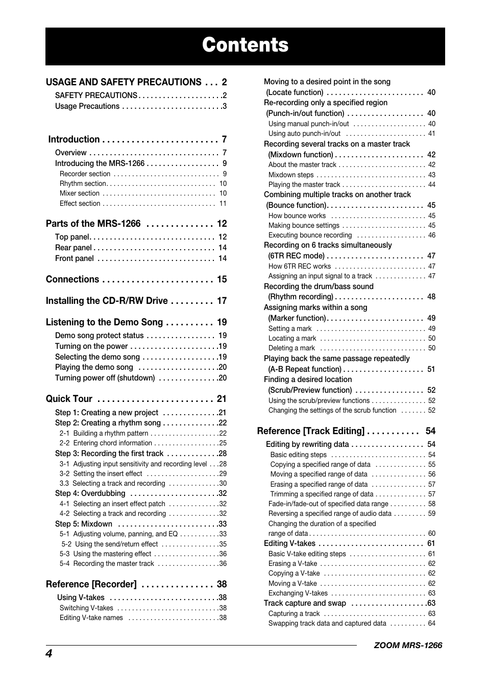 Zoom MRS-1266 User Manual | Page 4 / 192