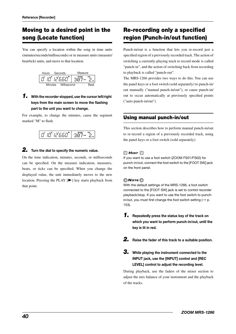 Using manual punch-in/out | Zoom MRS-1266 User Manual | Page 40 / 192