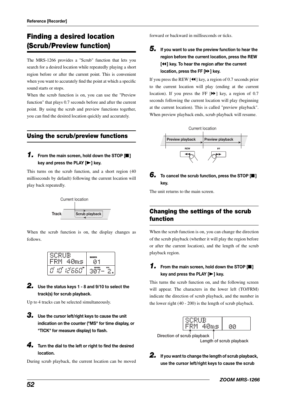 Scrub scrub frm 40ms frm 40ms | Zoom MRS-1266 User Manual | Page 52 / 192