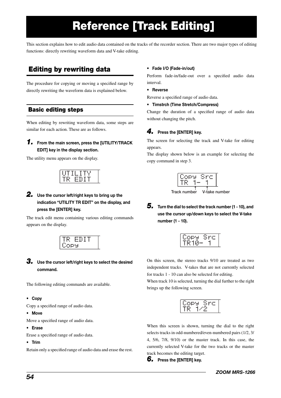 Reference [track editing, Editing by rewriting data | Zoom MRS-1266 User Manual | Page 54 / 192