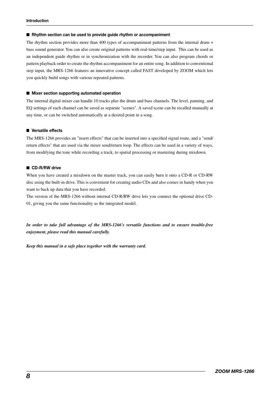 Zoom MRS-1266 User Manual | Page 8 / 192