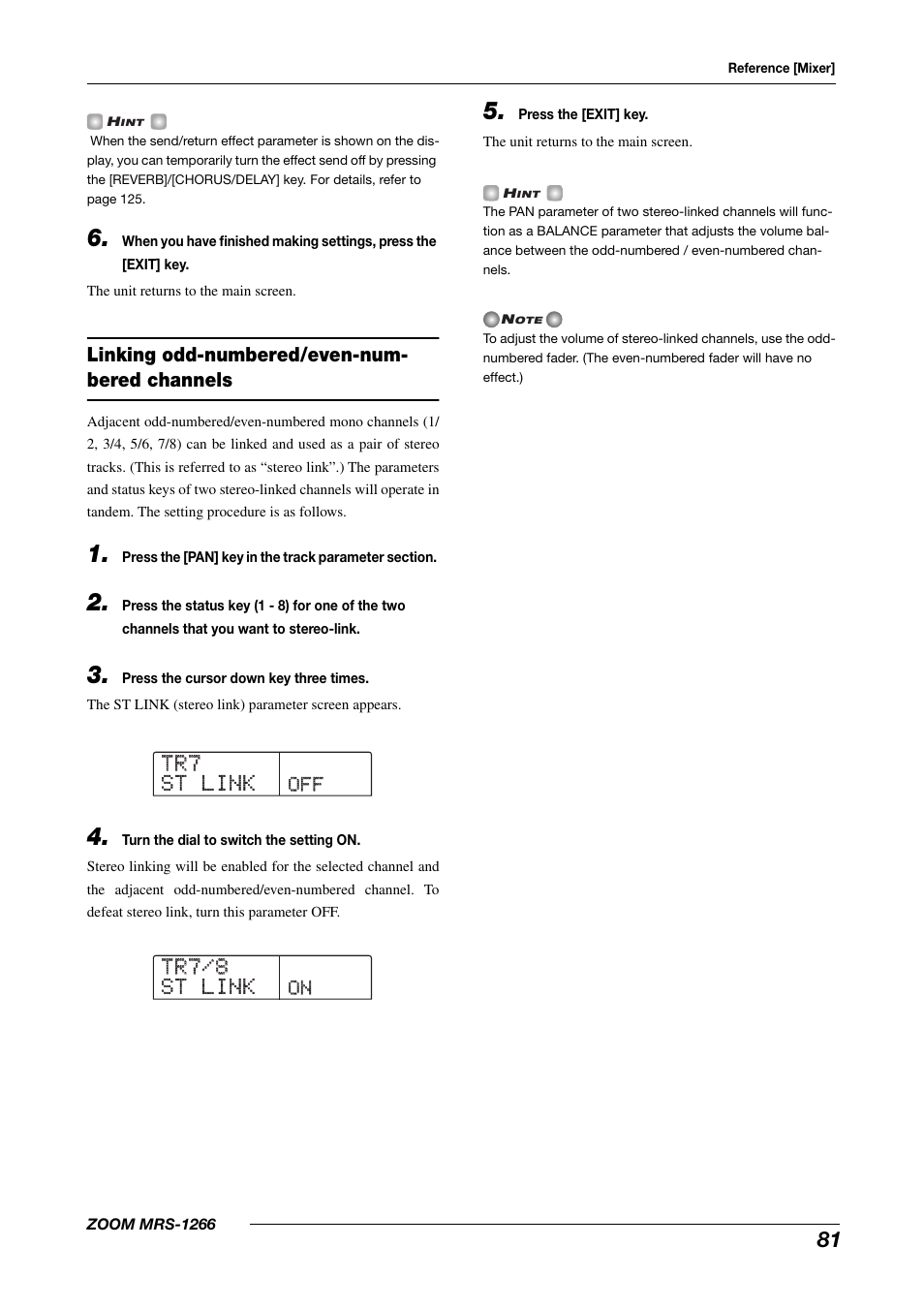 Tr7 tr7 st link st link, Tr7/8 tr7/8 st link st link | Zoom MRS-1266 User Manual | Page 81 / 192