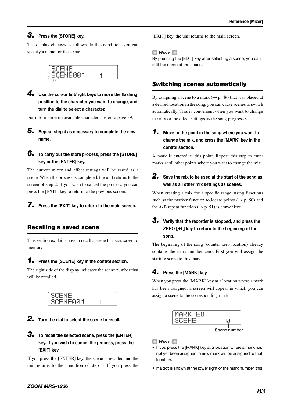 Mark ed mark ed scene scene | Zoom MRS-1266 User Manual | Page 83 / 192