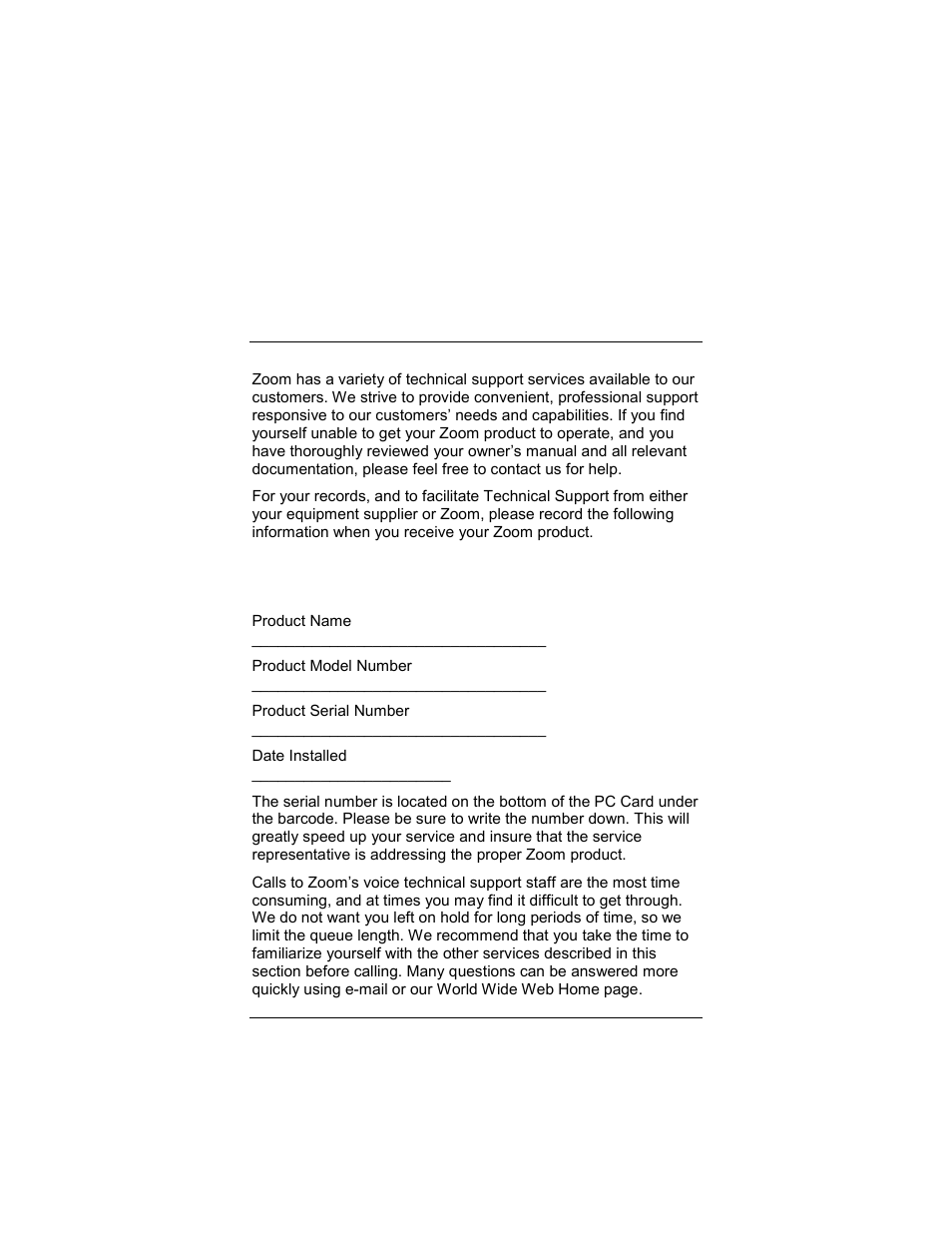 Appendix c. zoom technical support services, Appendix c, Zoom technical support services | Product information | Zoom 4412A User Manual | Page 41 / 48