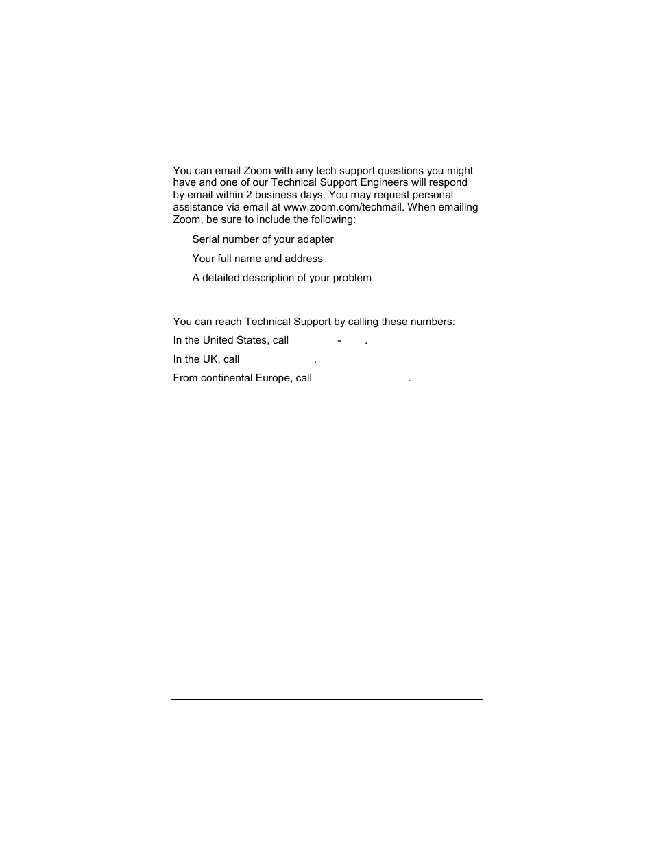Contact zoom by email, Contact zoom by phone | Zoom 4412A User Manual | Page 43 / 48