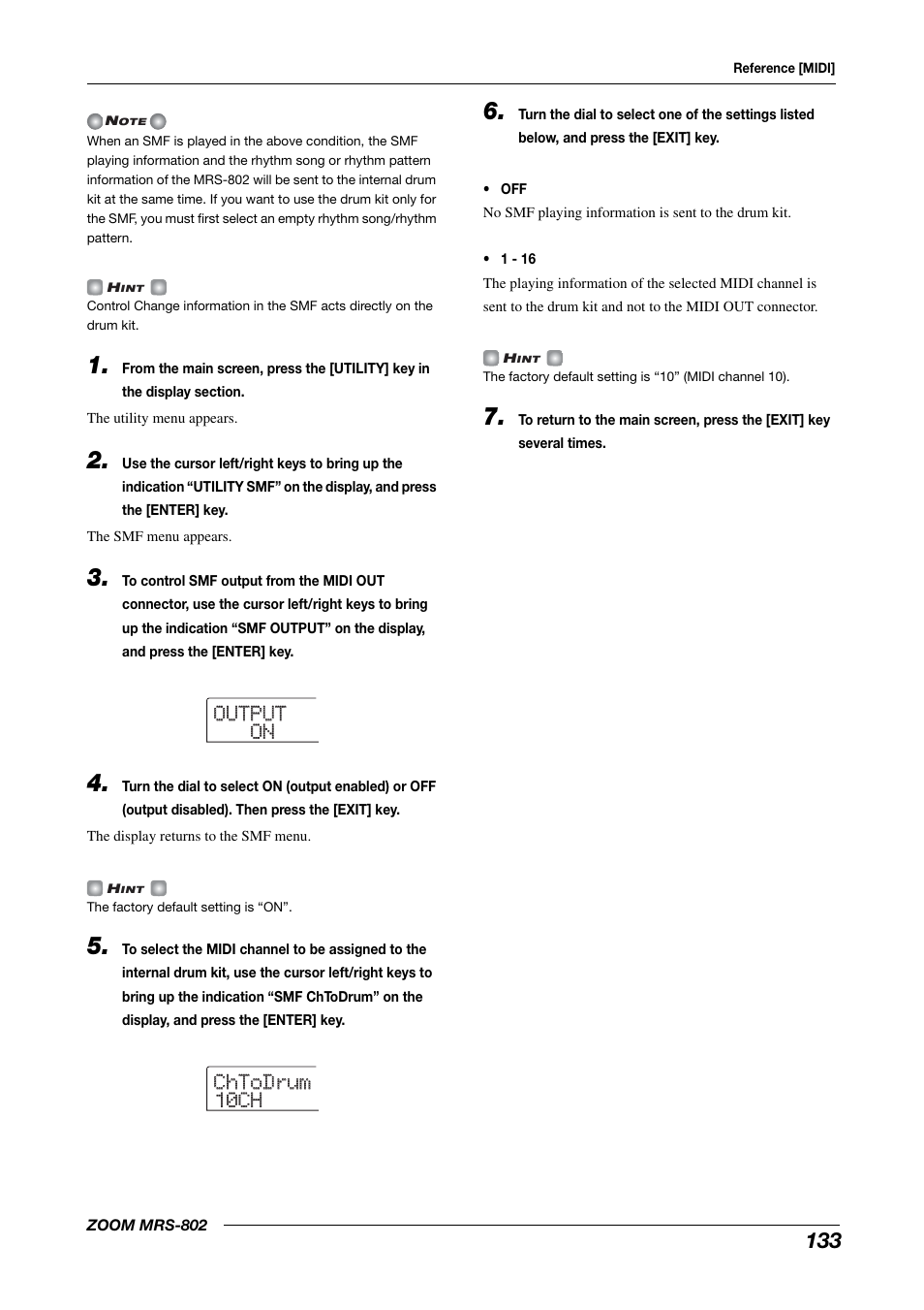 Output output on on chtodrum chtodrum 10ch 10ch | Zoom MRS-802 User Manual | Page 133 / 172