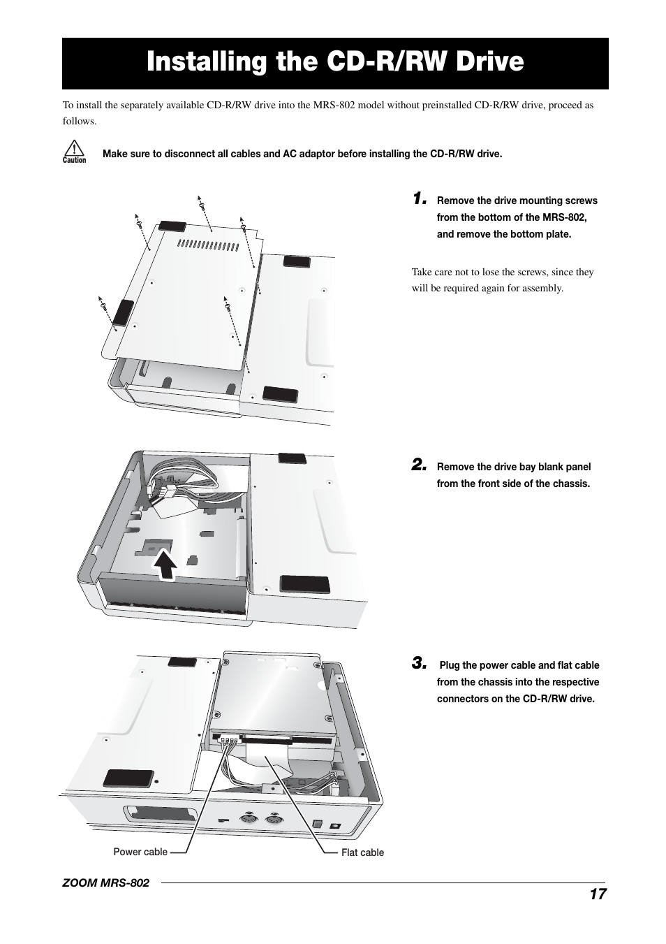 Installing the cd-r/rw drive | Zoom MRS-802 User Manual | Page 17 / 172