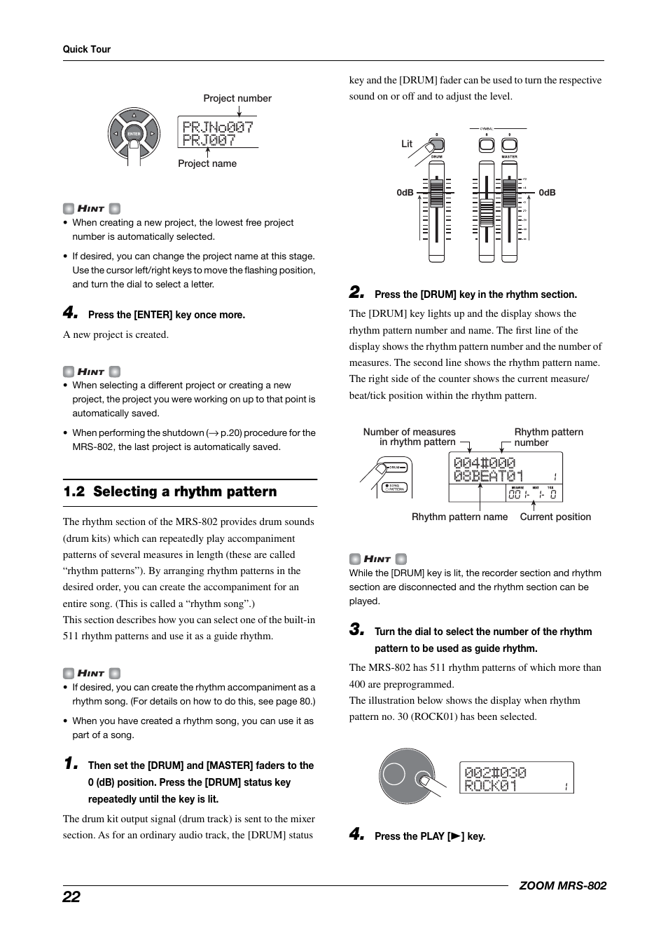 2 selecting a rhythm pattern | Zoom MRS-802 User Manual | Page 22 / 172