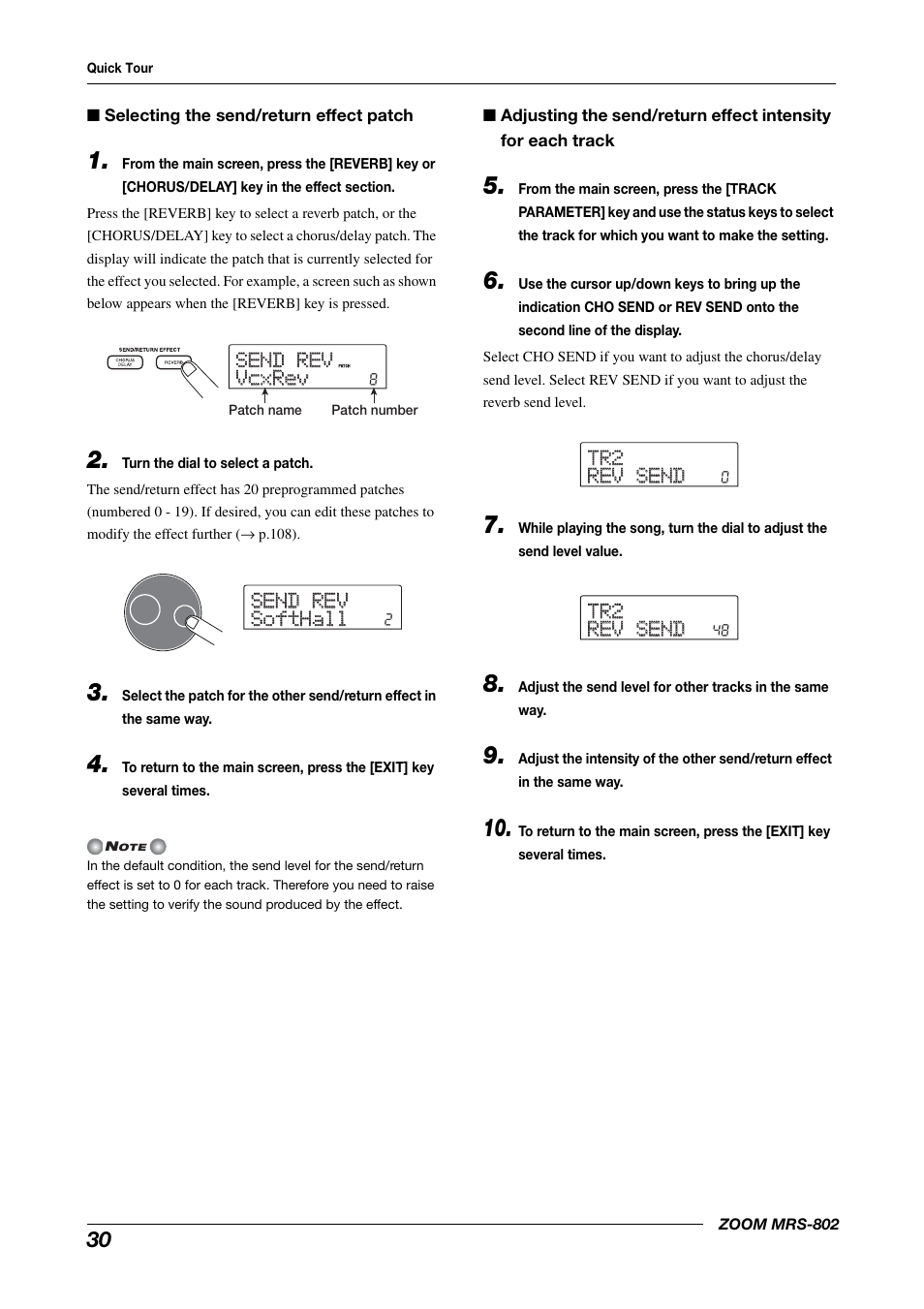 Send rev send rev vcxrev vcxrev, Send rev send rev softhall softhall, Tr2 tr2 rev send rev send | Zoom MRS-802 User Manual | Page 30 / 172
