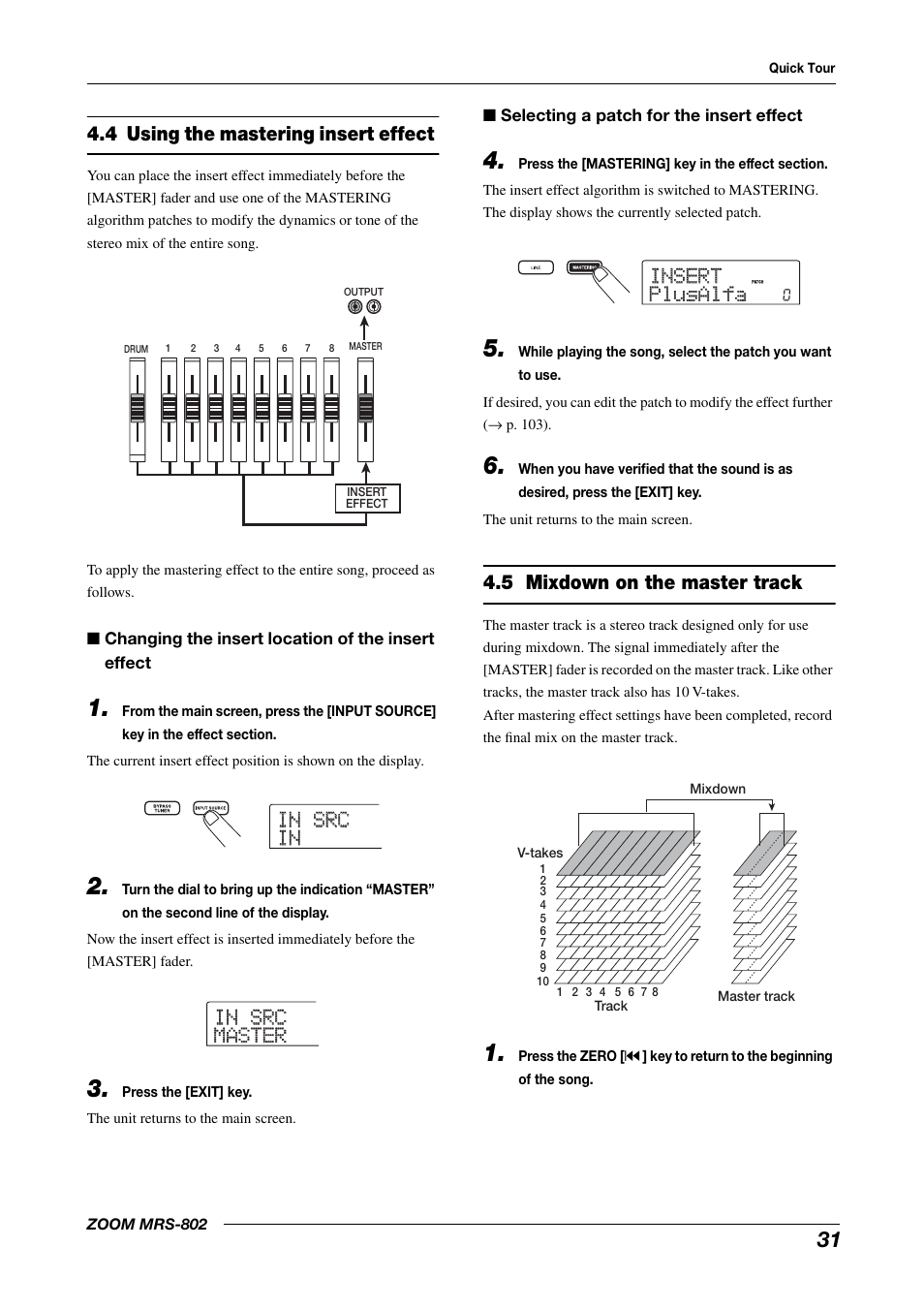 4 using the mastering insert effect, 5 mixdown on the master track | Zoom MRS-802 User Manual | Page 31 / 172