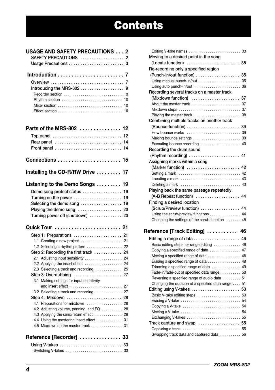 Zoom MRS-802 User Manual | Page 4 / 172