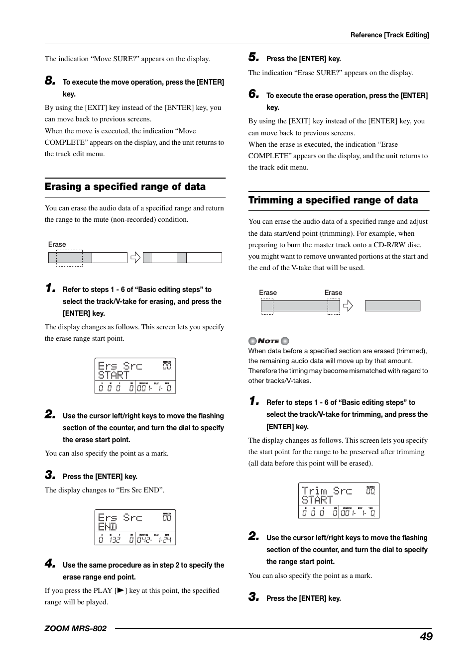 Ers src ers src start start, Ers src ers src end end, Trim src trim src start start | Zoom MRS-802 User Manual | Page 49 / 172