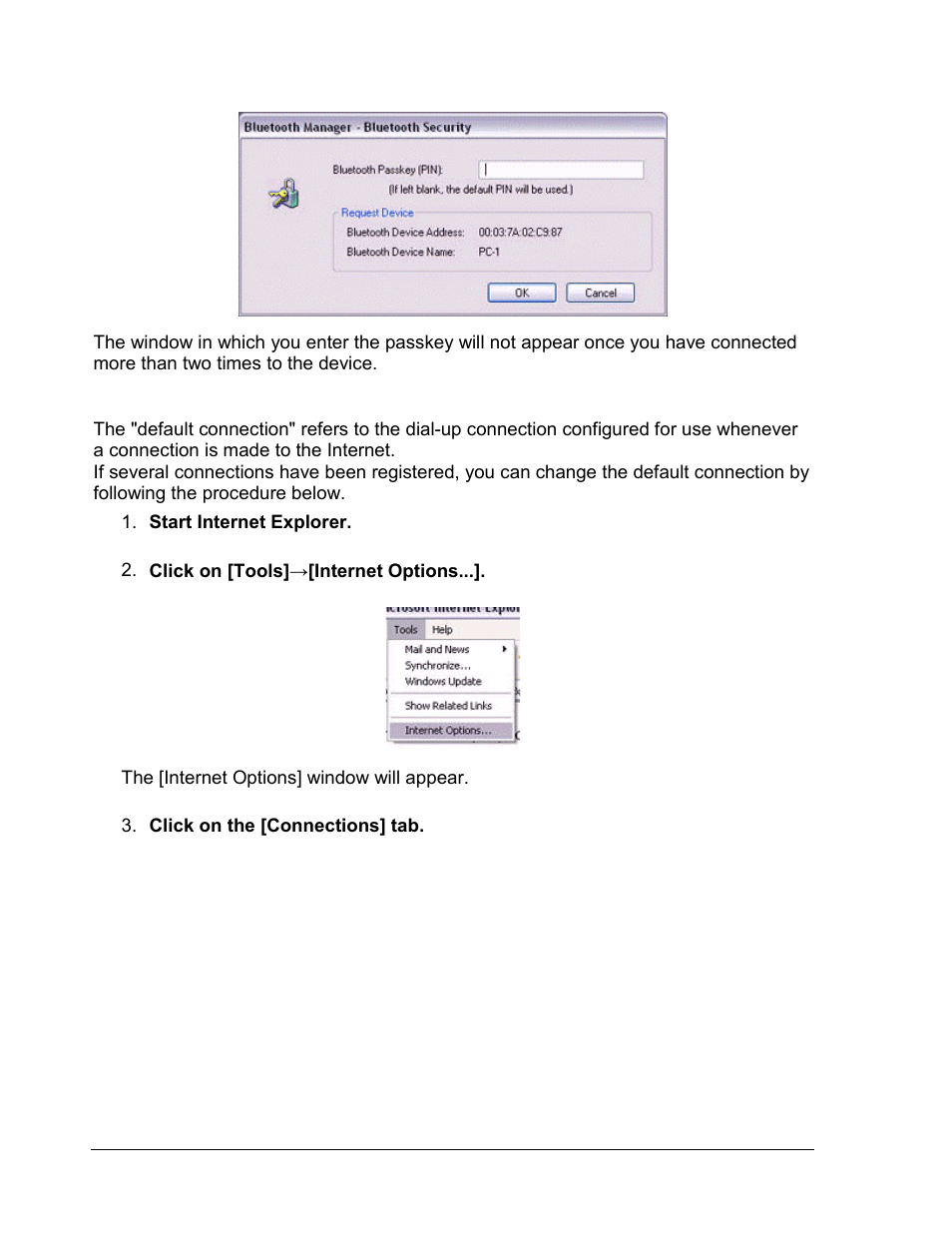 Changing the default connection | Zoom 4312A User Manual | Page 147 / 170