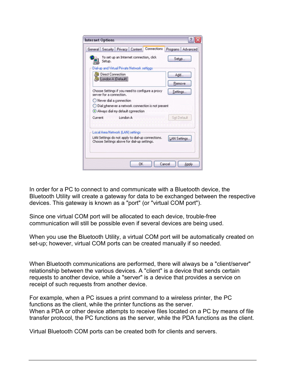 Manually creating a virtual bluetooth com port, Clients and servers | Zoom 4312A User Manual | Page 150 / 170