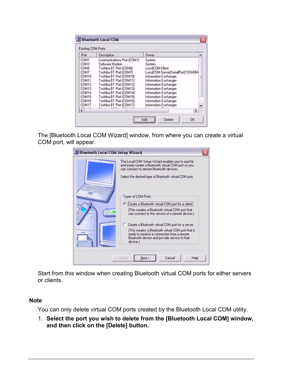 Deleting a virtual com port | Zoom 4312A User Manual | Page 153 / 170