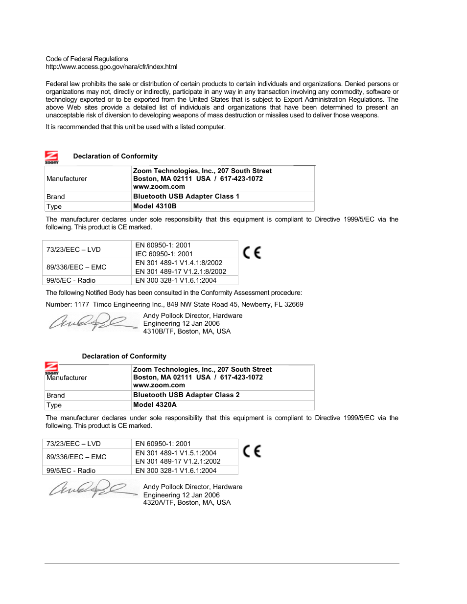 Zoom 4312A User Manual | Page 169 / 170