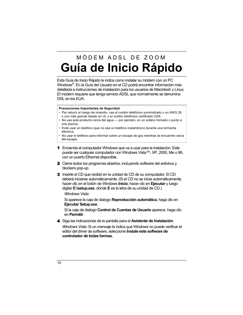 Guía de inicio rápido | Zoom 1640A User Manual | Page 10 / 28