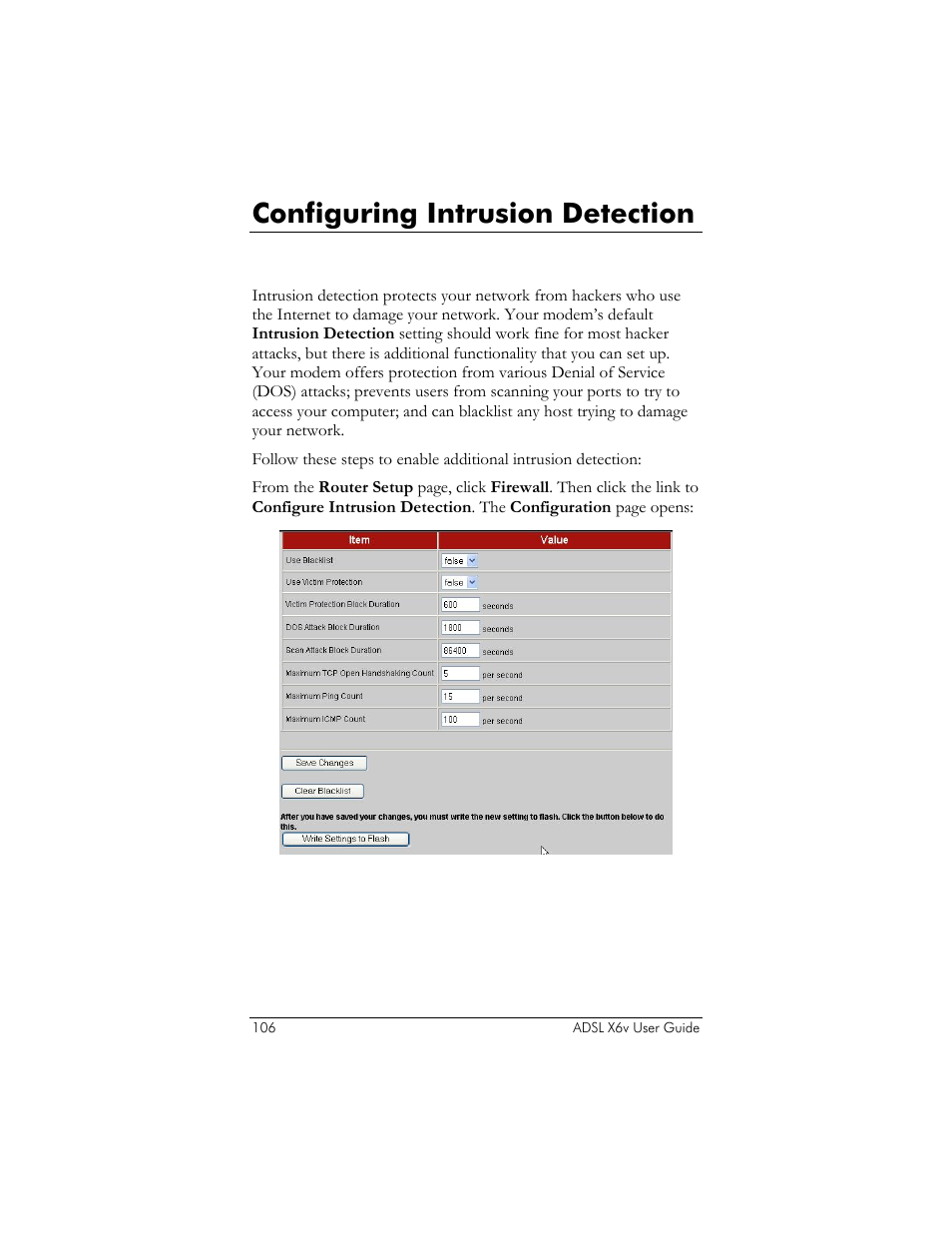 Configuring intrusion detection, What is intrusion detection | Zoom ADSL X6v 5697 User Manual | Page 106 / 166