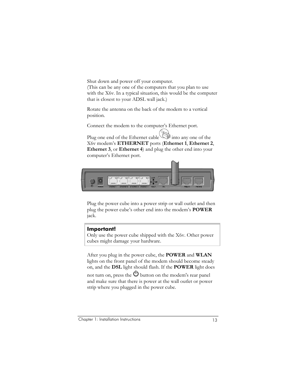 Installing the hardware | Zoom ADSL X6v 5697 User Manual | Page 13 / 166