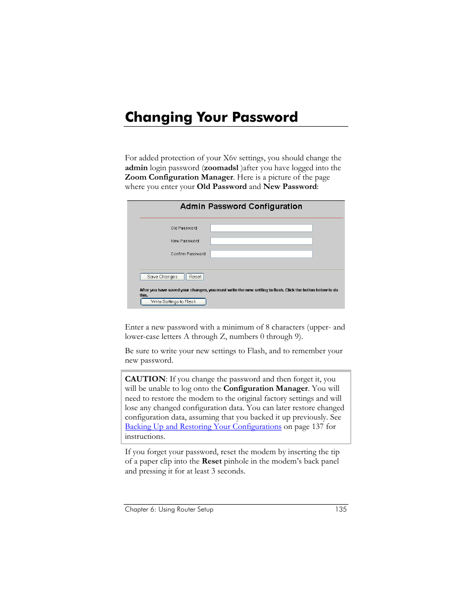 Changing your password, When should i change my password | Zoom ADSL X6v 5697 User Manual | Page 135 / 166