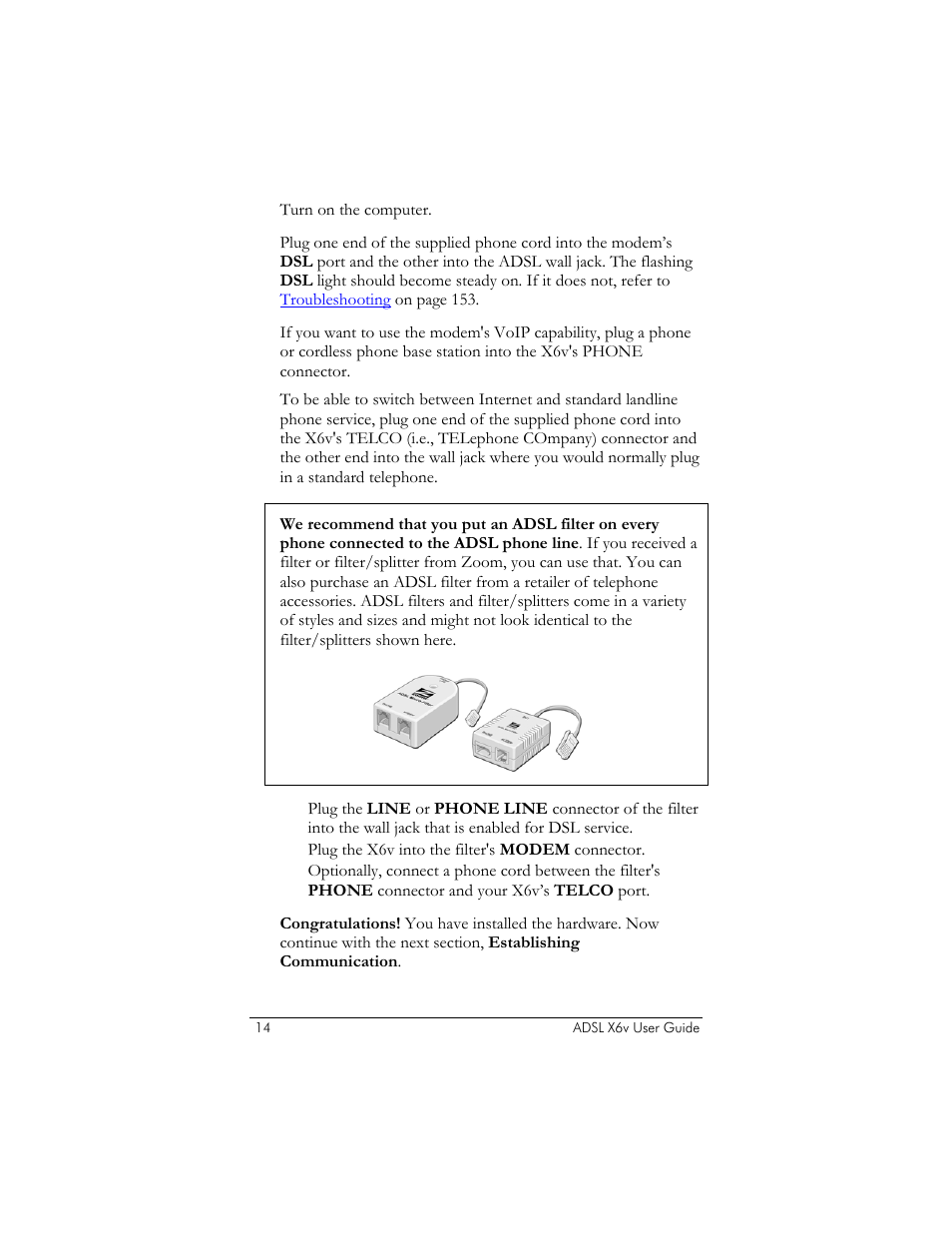 Zoom ADSL X6v 5697 User Manual | Page 14 / 166