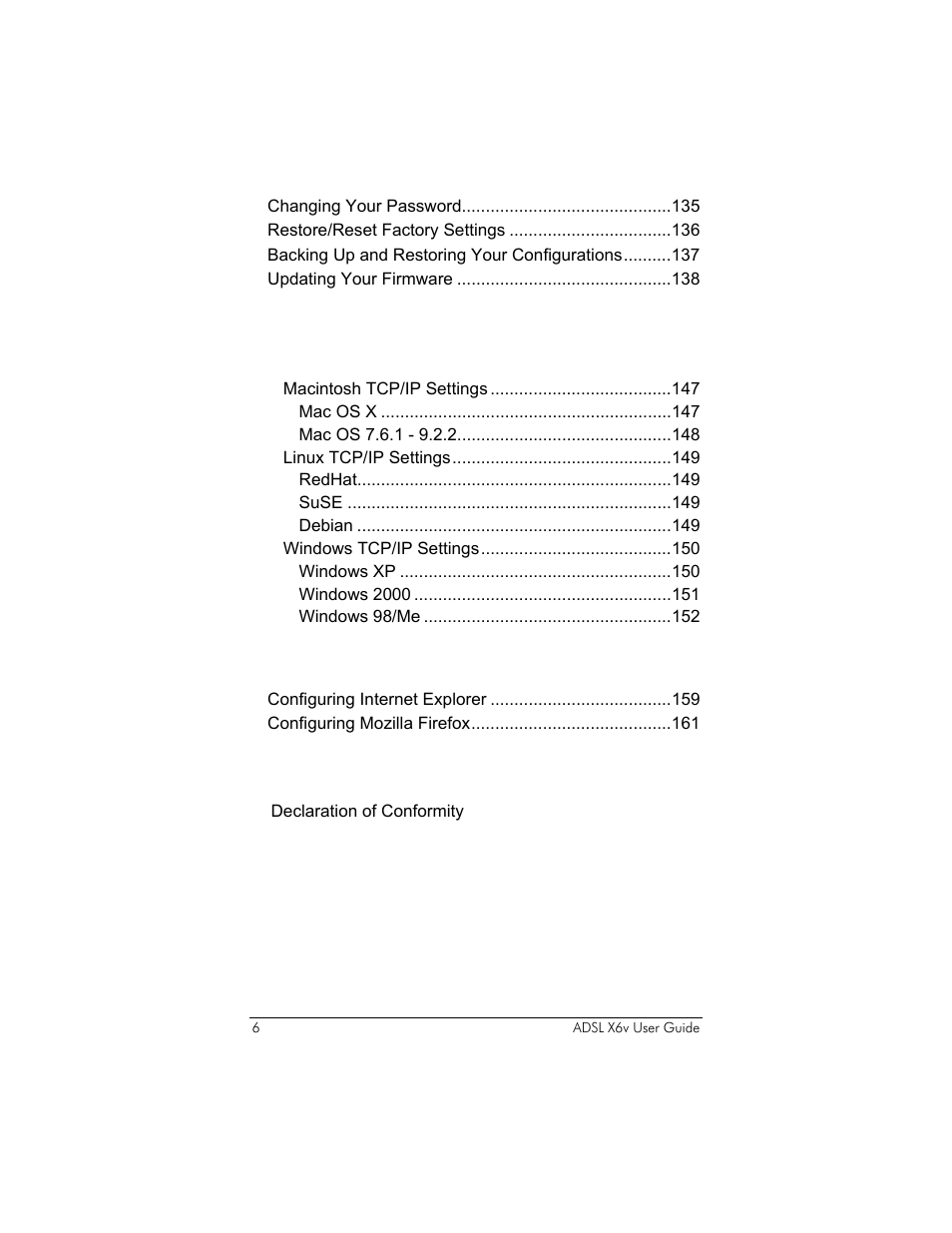 Zoom ADSL X6v 5697 User Manual | Page 6 / 166