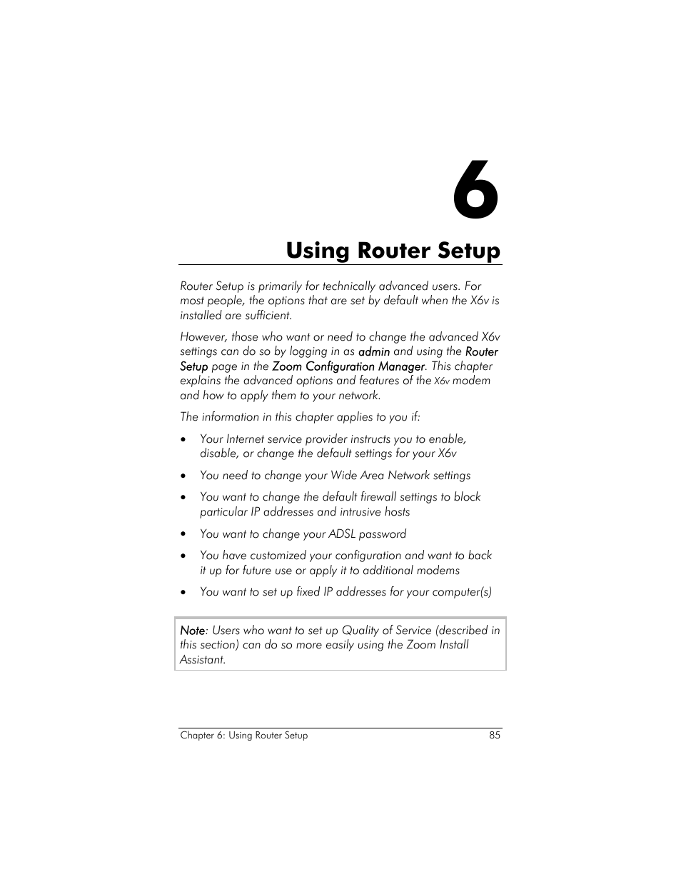 Using router setup | Zoom ADSL X6v 5697 User Manual | Page 85 / 166