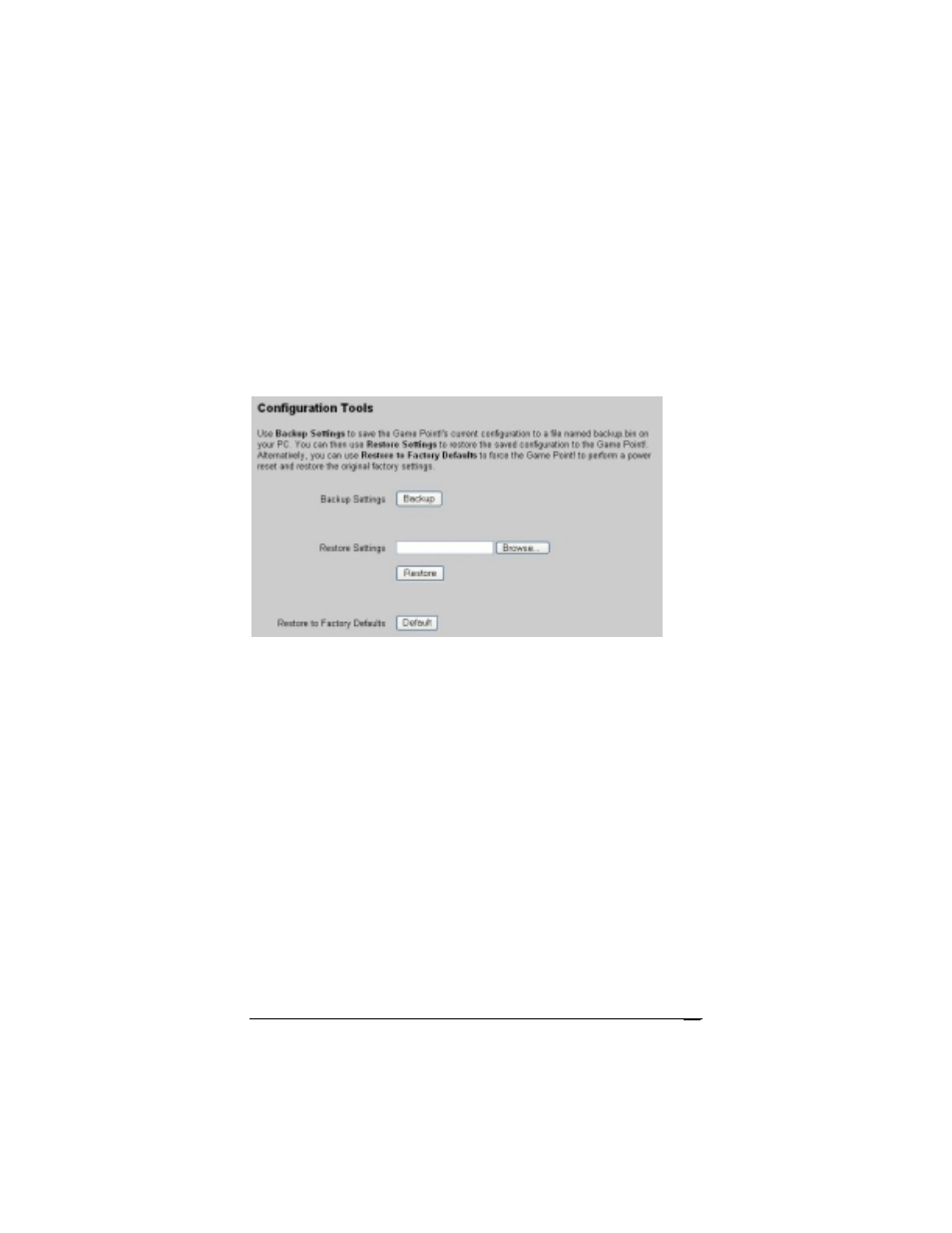 Using the configuration tools page | Zoom Game Point! 4420 User Manual | Page 27 / 54