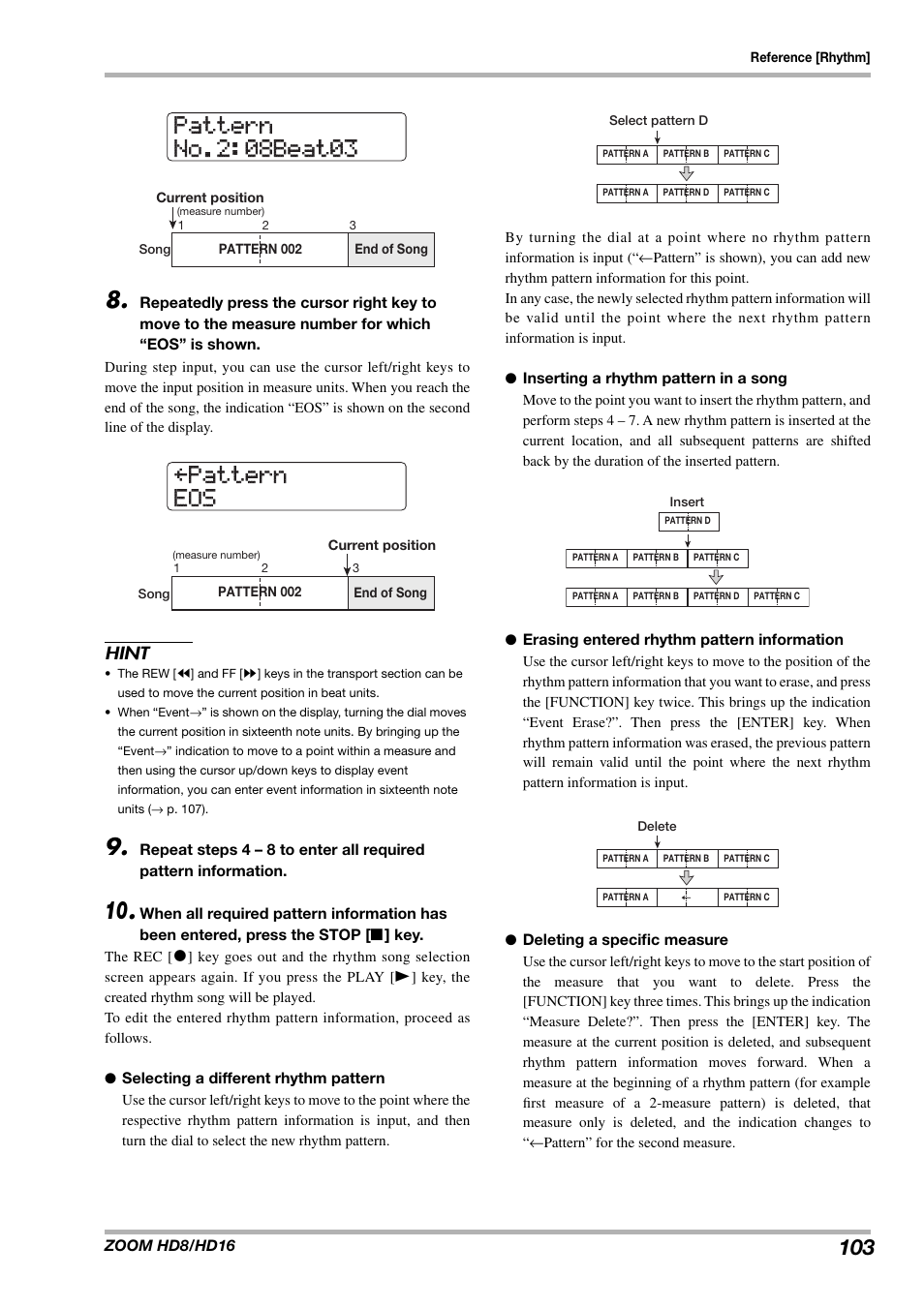 Çpattern pattern eos eos | Zoom HD16 User Manual | Page 103 / 213