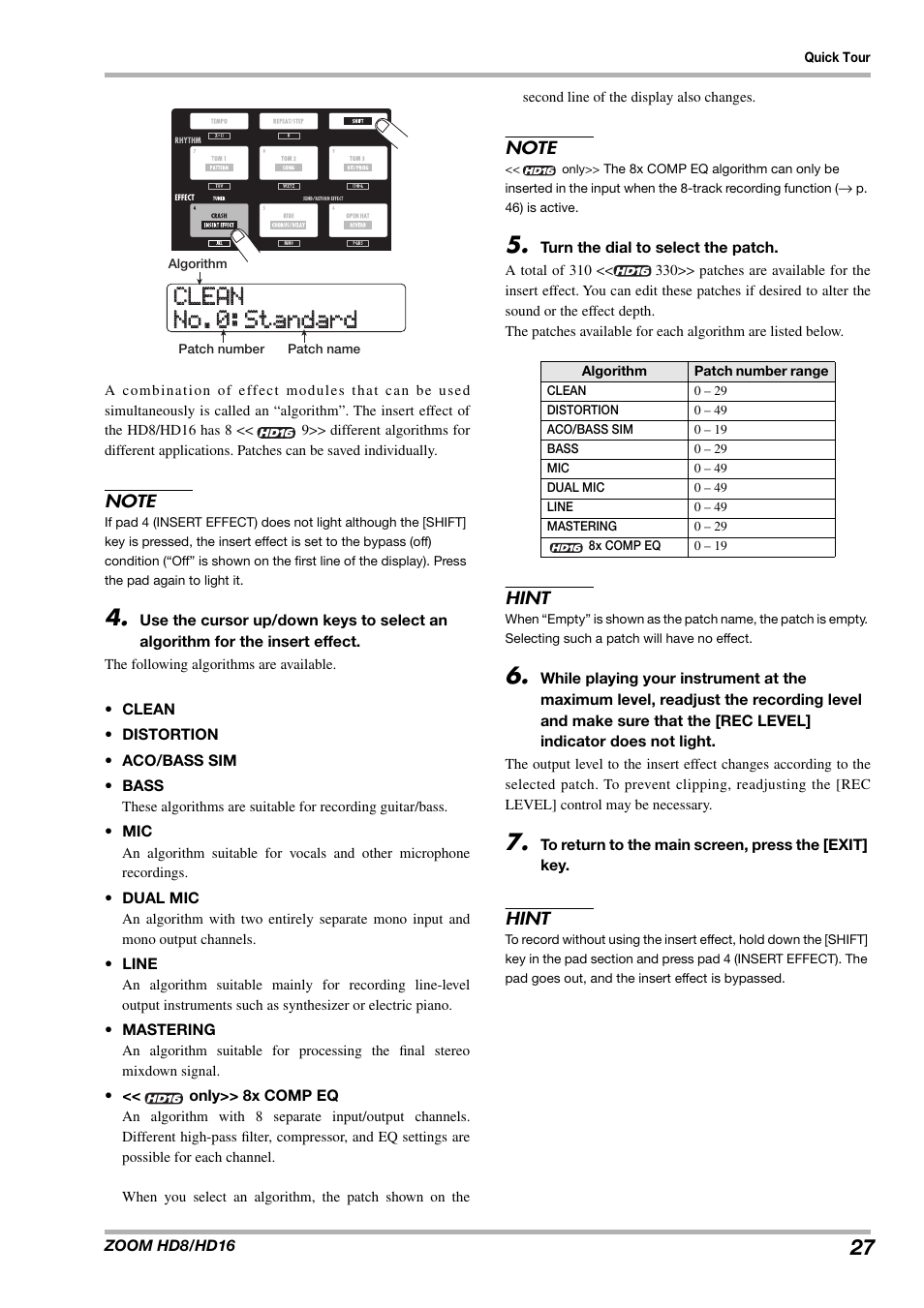 Clean clean no.0:standard no.0:standard | Zoom HD16 User Manual | Page 27 / 213