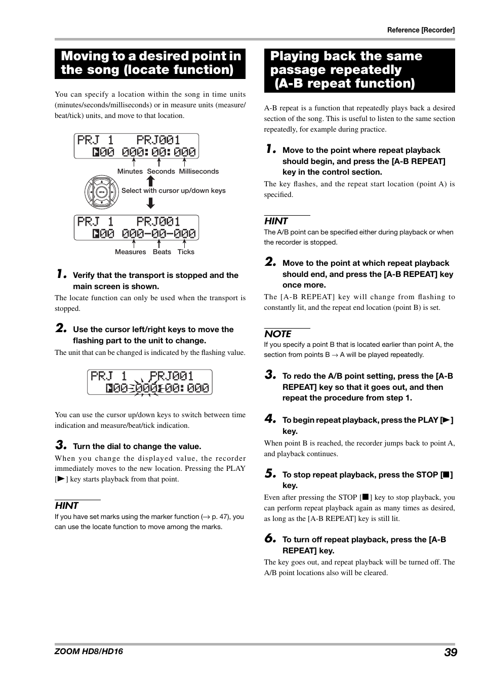 Prj 1 prj001 | Zoom HD16 User Manual | Page 39 / 213
