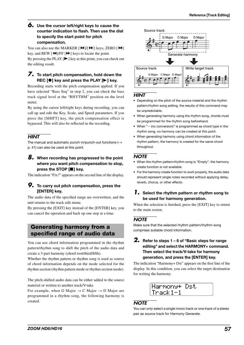 Harmony+ dst harmony+ dst track1-1 track1-1 | Zoom HD16 User Manual | Page 57 / 213