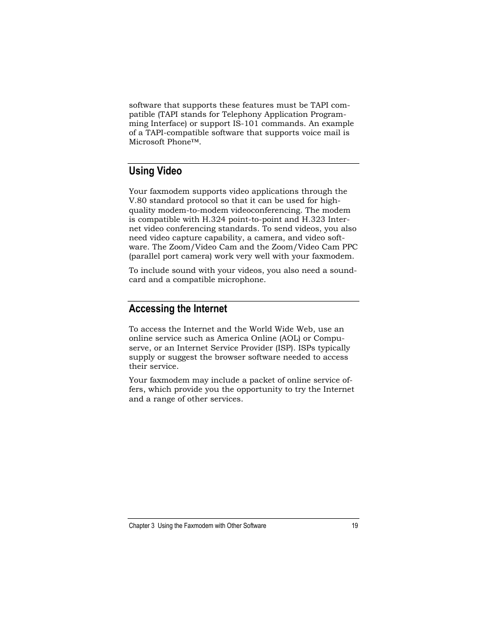Using video, Accessing the internet | Zoom 1120 User Manual | Page 19 / 32