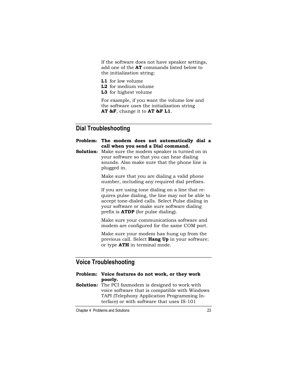 Dial troubleshooting, Voice troubleshooting | Zoom 1120 User Manual | Page 23 / 32