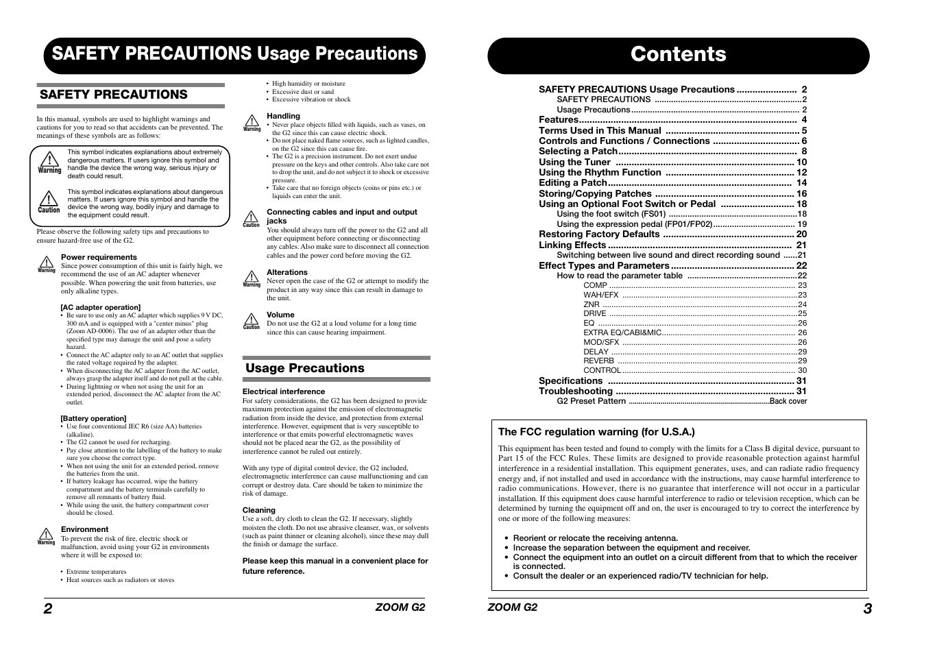 Zoom G2 User Manual | Page 2 / 19