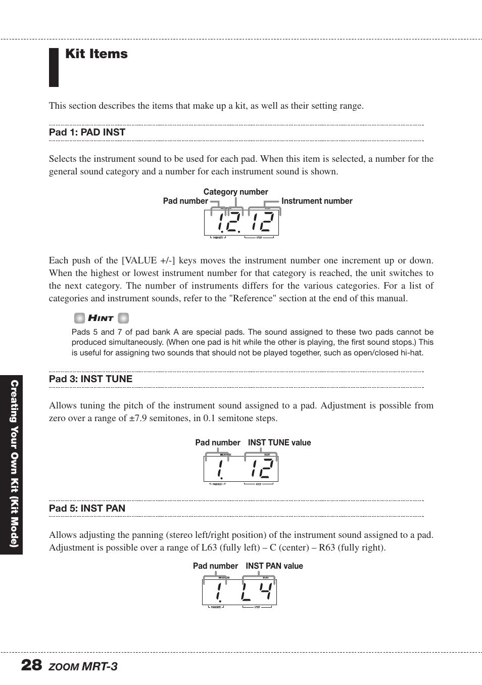 1 l 4, Kit items | Zoom MRT-3 User Manual | Page 28 / 64