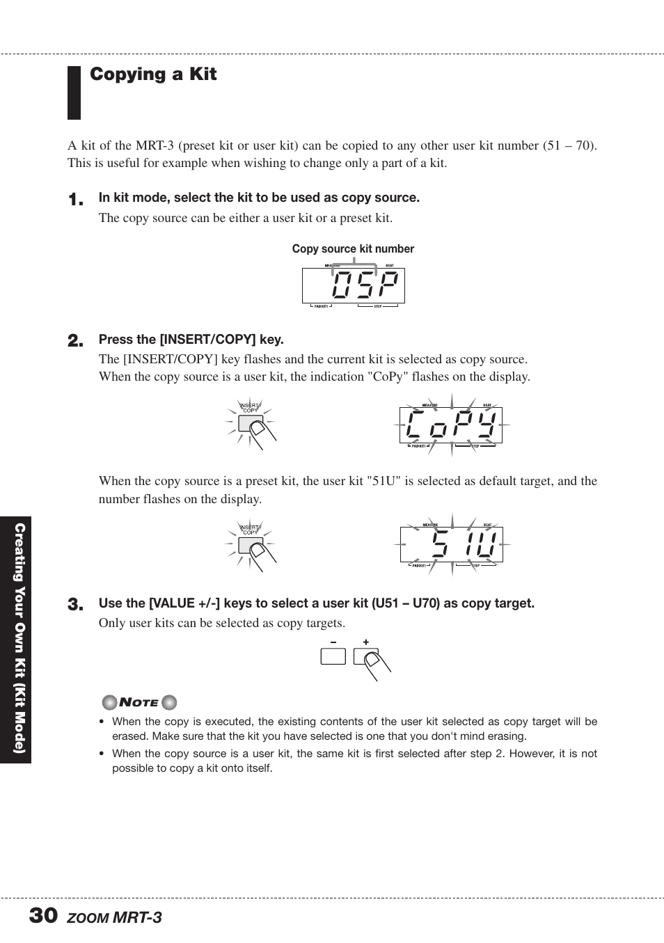 Copying a kit | Zoom MRT-3 User Manual | Page 30 / 64