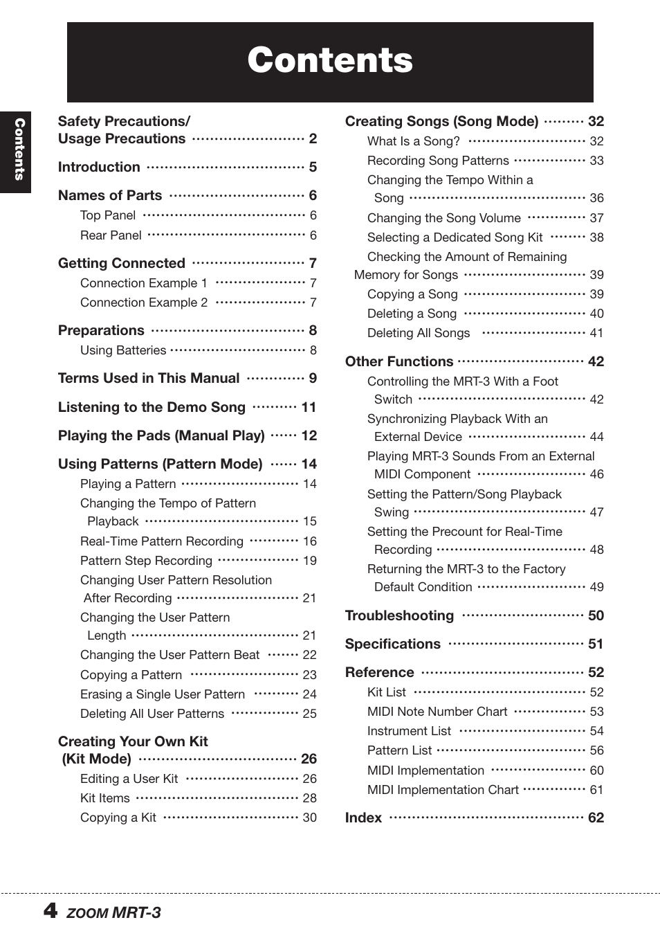 Zoom MRT-3 User Manual | Page 4 / 64