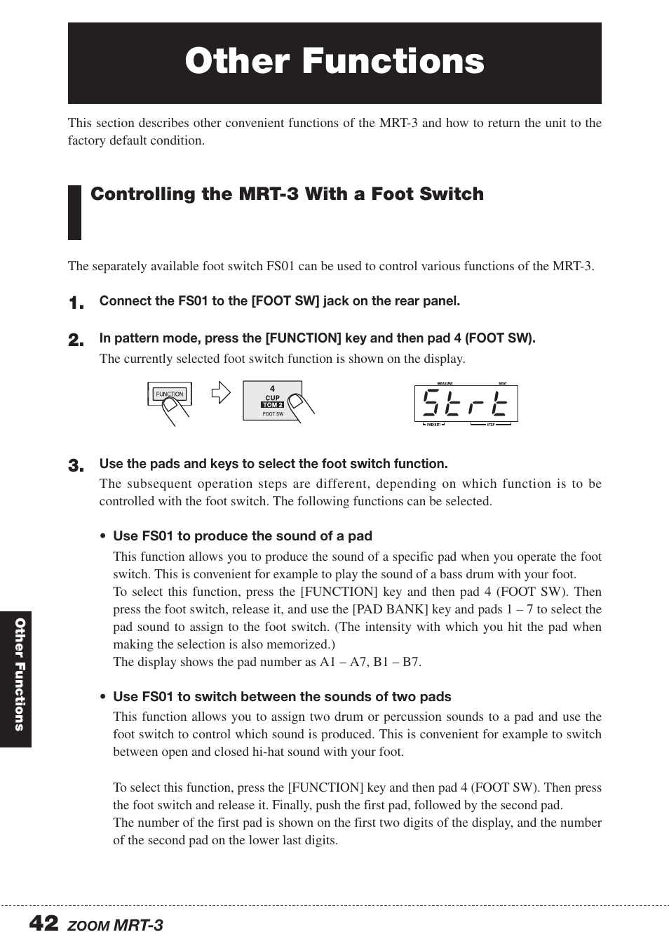 Other functions, S t r t | Zoom MRT-3 User Manual | Page 42 / 64