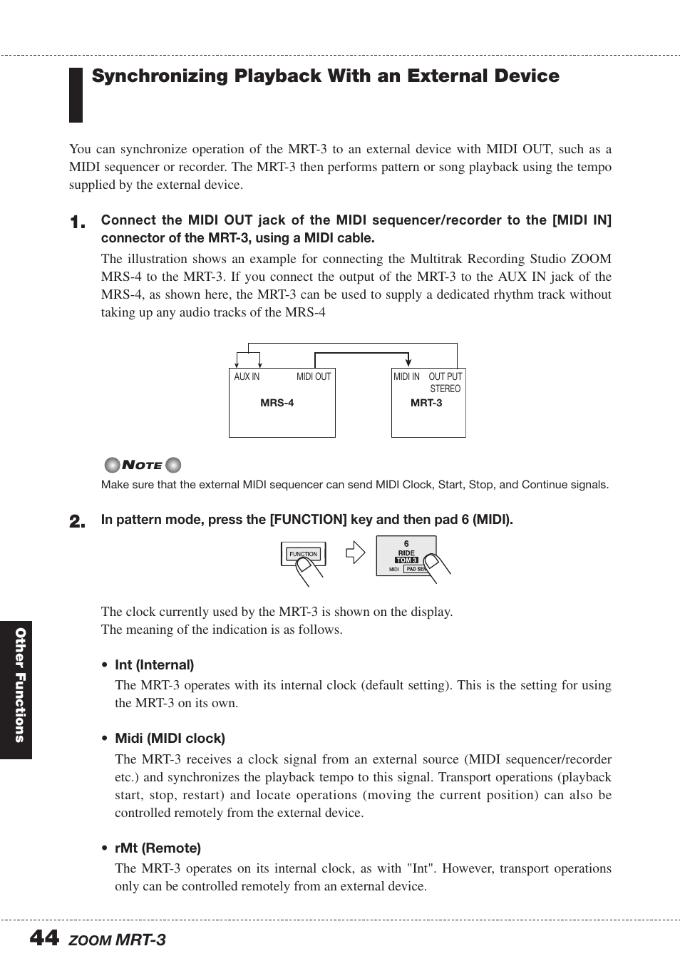 Synchronizing playback with an external device | Zoom MRT-3 User Manual | Page 44 / 64