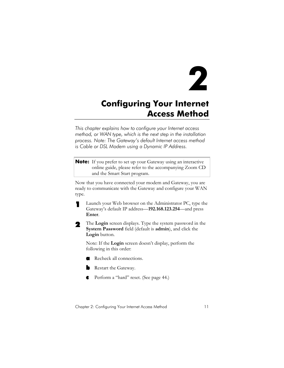 Configuring your internet access method | Zoom IG-4160 User Manual | Page 11 / 48