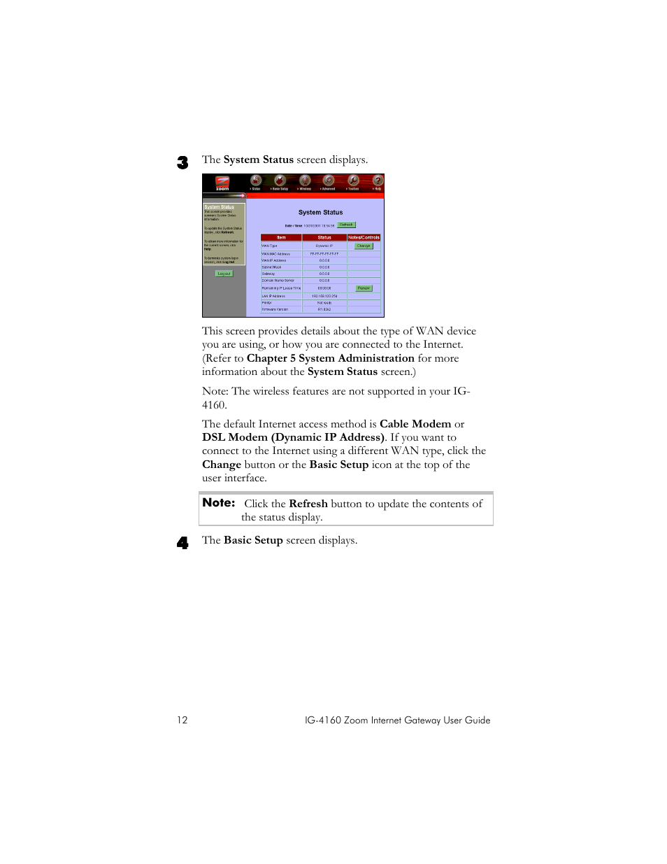 Sing a, Able or, Dsl m | Odem with a, Ynamic, Ip a, Ddress | Zoom IG-4160 User Manual | Page 12 / 48